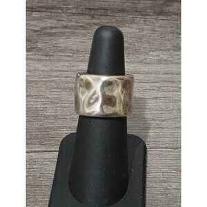 Brutalist Hammered Sterling Silver Made In Italy Vintage Ring
